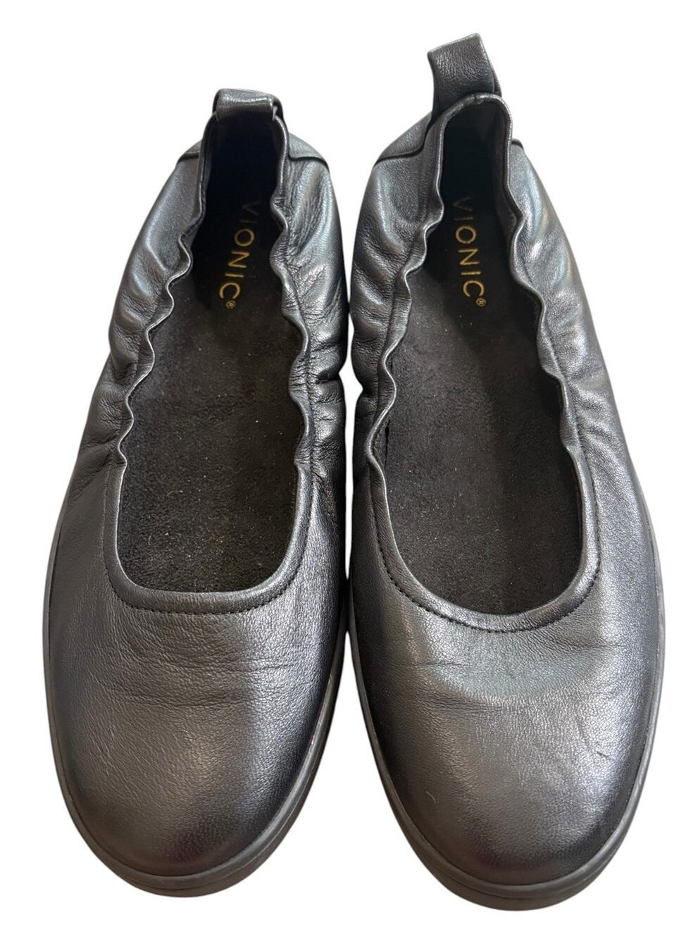 Vionic Black Leather Uptown Ballet Flat Size‎ 9.5